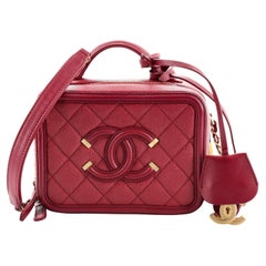 Chanel Filigree Vanity Case Quilted Caviar Small