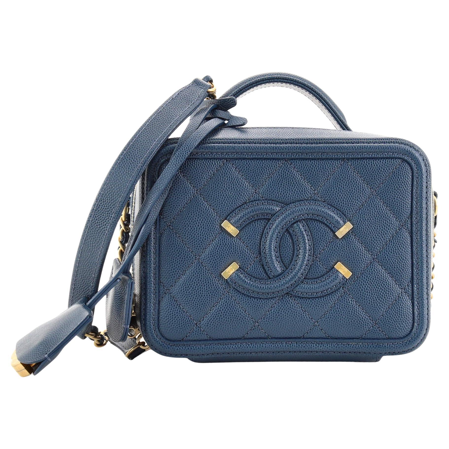 Chanel 22P Blue Quilted Caviar Small Coco Top Handle Flap For Sale at  1stDibs