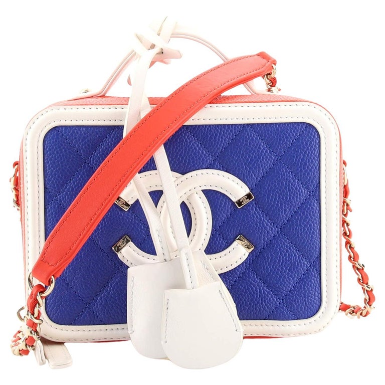 Chanel Filigree Vanity Case Quilted Caviar Small at 1stDibs