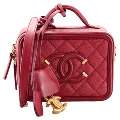 Chanel Filigree Vanity Case Quilted Caviar Small