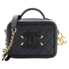 Chanel Caviar Leather CC Filigree Small Vanity Case