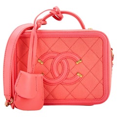 Chanel Filigree Vanity Case Quilted Caviar Small