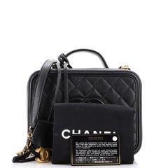 Chanel Filigree Vanity Case Quilted Iridescent Caviar Medium