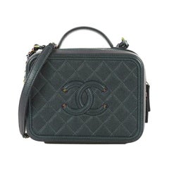 Chanel Filigree Vanity Case Quilted Iridescent Caviar Medium