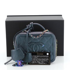 Chanel Filigree Vanity Case Quilted Iridescent Caviar Small
