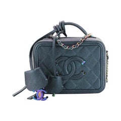Chanel Filigree Vanity Case Quilted Iridescent Caviar Small