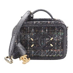Chanel Filigree Vanity Case Quilted Tweed Small