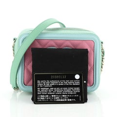 Chanel Filigrane Vanity Clutch mit Kette Gesteppt Kaviar Mini