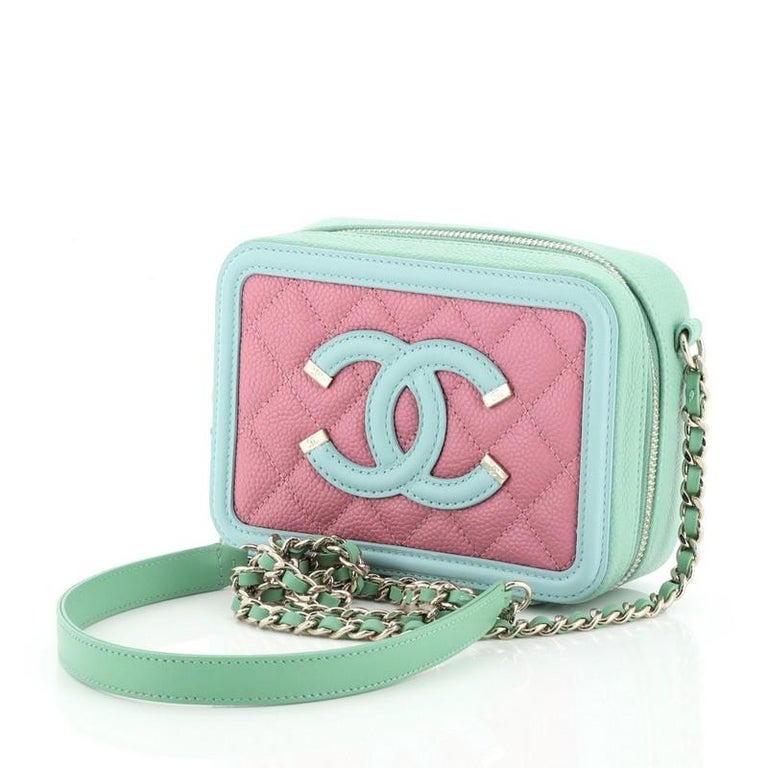Chanel Filigree Vanity Clutch with Chain Quilted Caviar Mini at