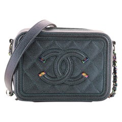 Chanel Filigree Vanity Clutch with Chain Quilted Iridescent Caviar Mini