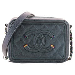 Chanel Filigree Vanity Clutch with Chain Quilted Iridescent Caviar Mini