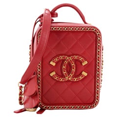 Chanel Filigree Vertical Vanity Case Quilted Goatskin with Chain Detail