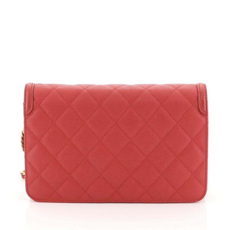 Pink Chanel Filigree Wallet on Chain Quilted Caviar