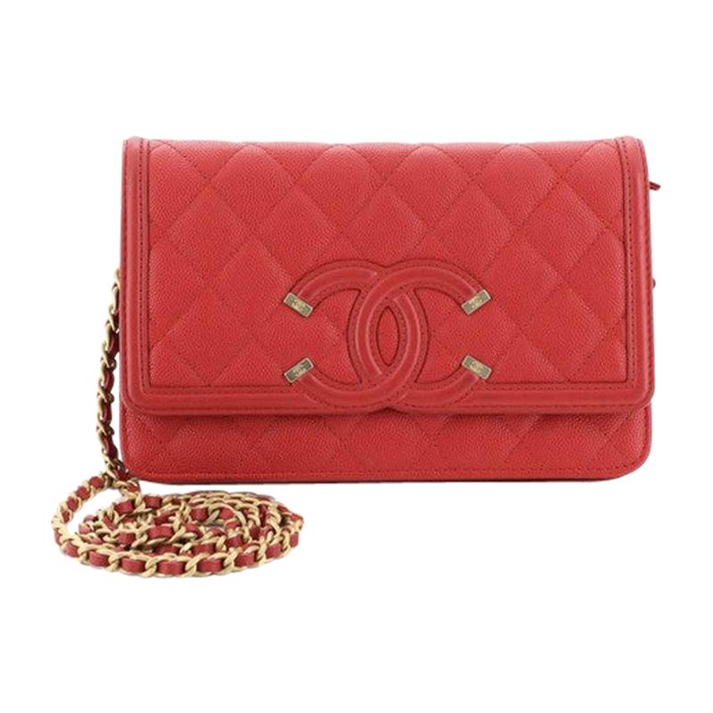 Chanel Filigree Wallet On Chain Quilted Caviar 