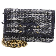 Chanel Filigree Wallet on Chain Quilted Tweed with Watersnake
