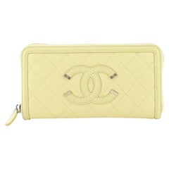 Chanel  Filigree Zip Around Wallet Quilted Caviar Long