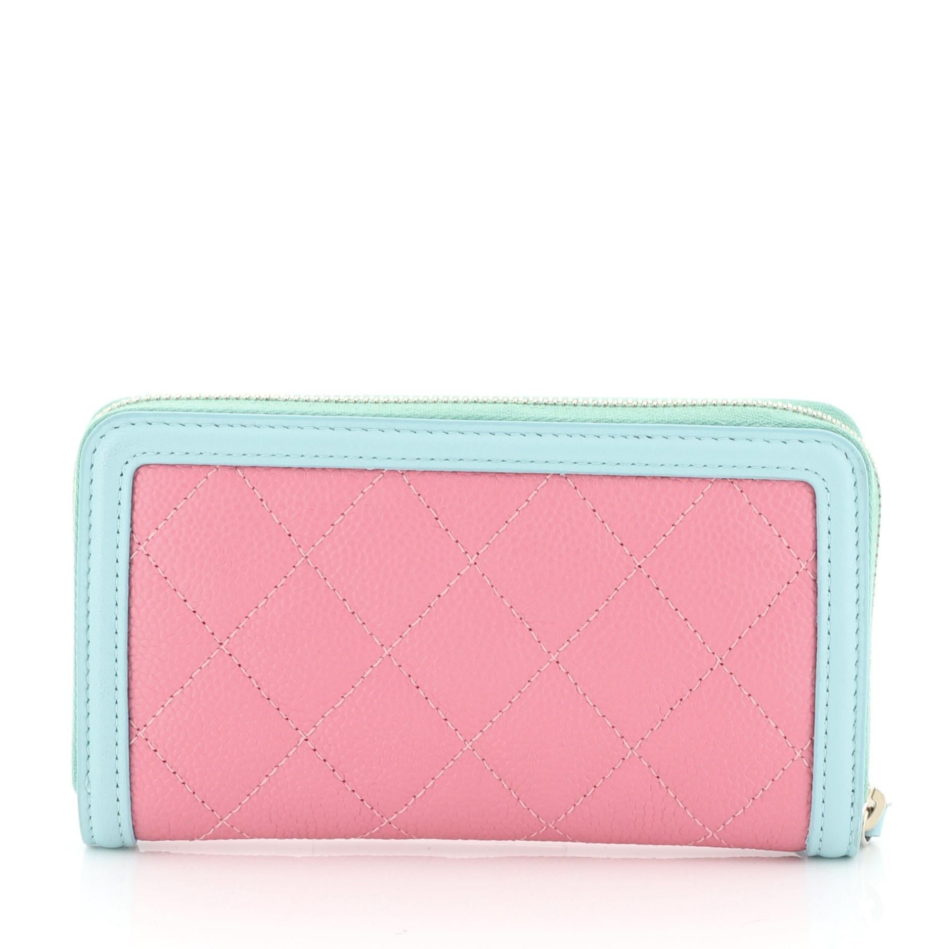 Purple Chanel Filigree Zip Around Wallet Quilted Caviar Small