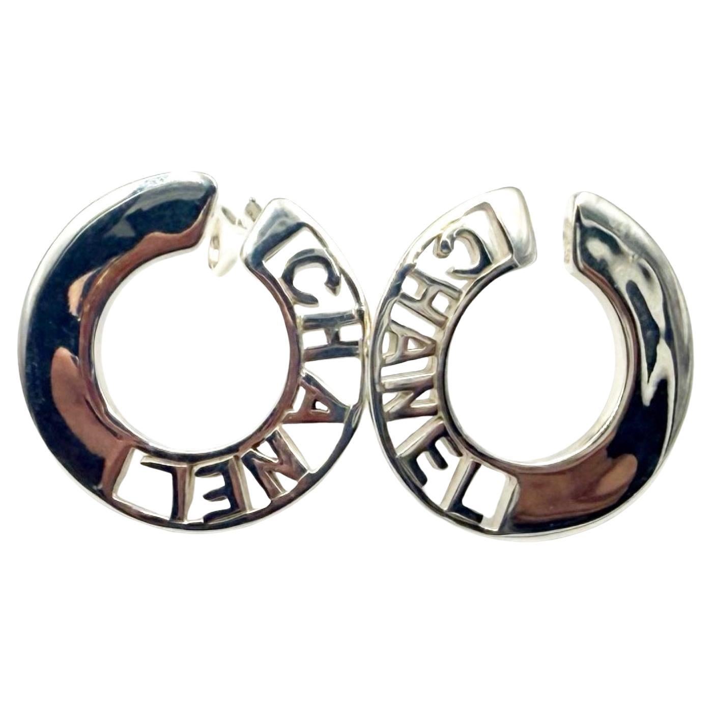 Chanel Fine Jewelry 925 Silver Letter C Clip on Earrings