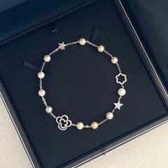 Chanel Fine Jewelry Diamond Multi-Color Pearl 18K White Gold Necklace