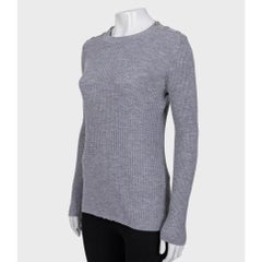 Chanel Fitted Gray Sweater with Signature Buttons Sz.44
