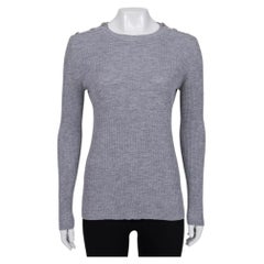 Chanel Fitted Gray Sweater with Signature Buttons Sz.44