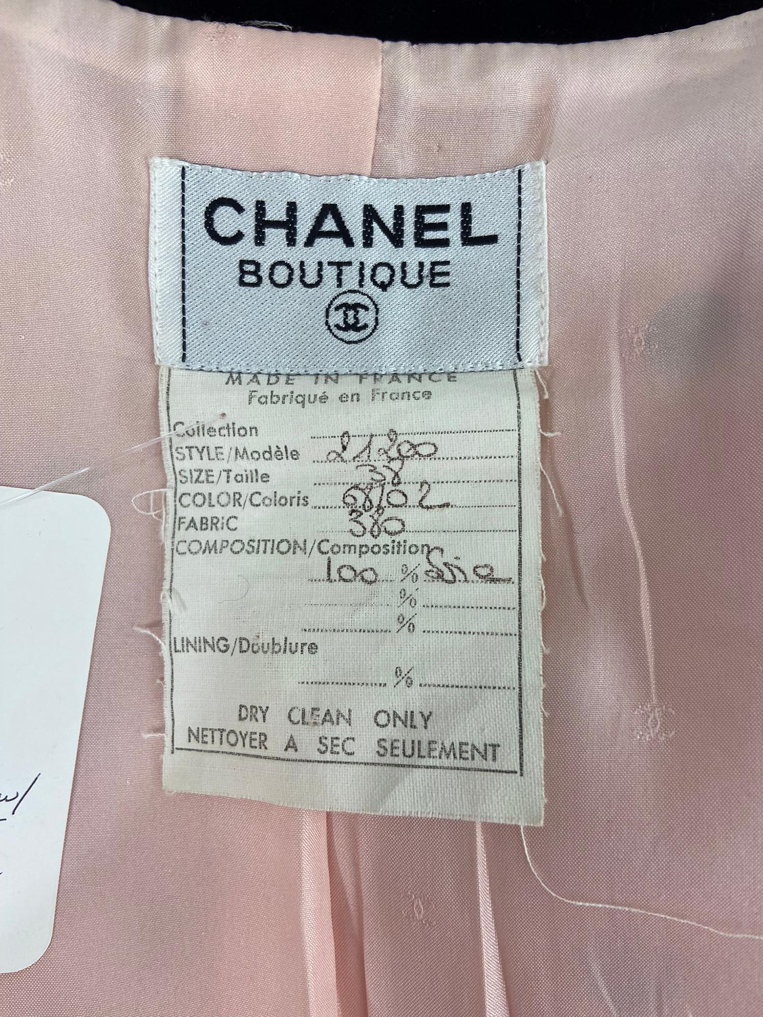 Chanel Fitted Silk Faille Pink & Black Dot Jacket 1990s 4