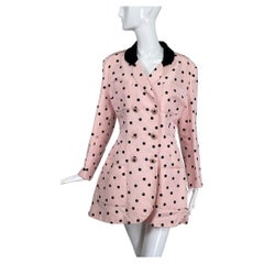 Chanel Fitted Silk Faille Pink & Black Dot Jacket 1990s