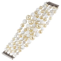 Chanel Five Strand Pearl Beaded Bracelet