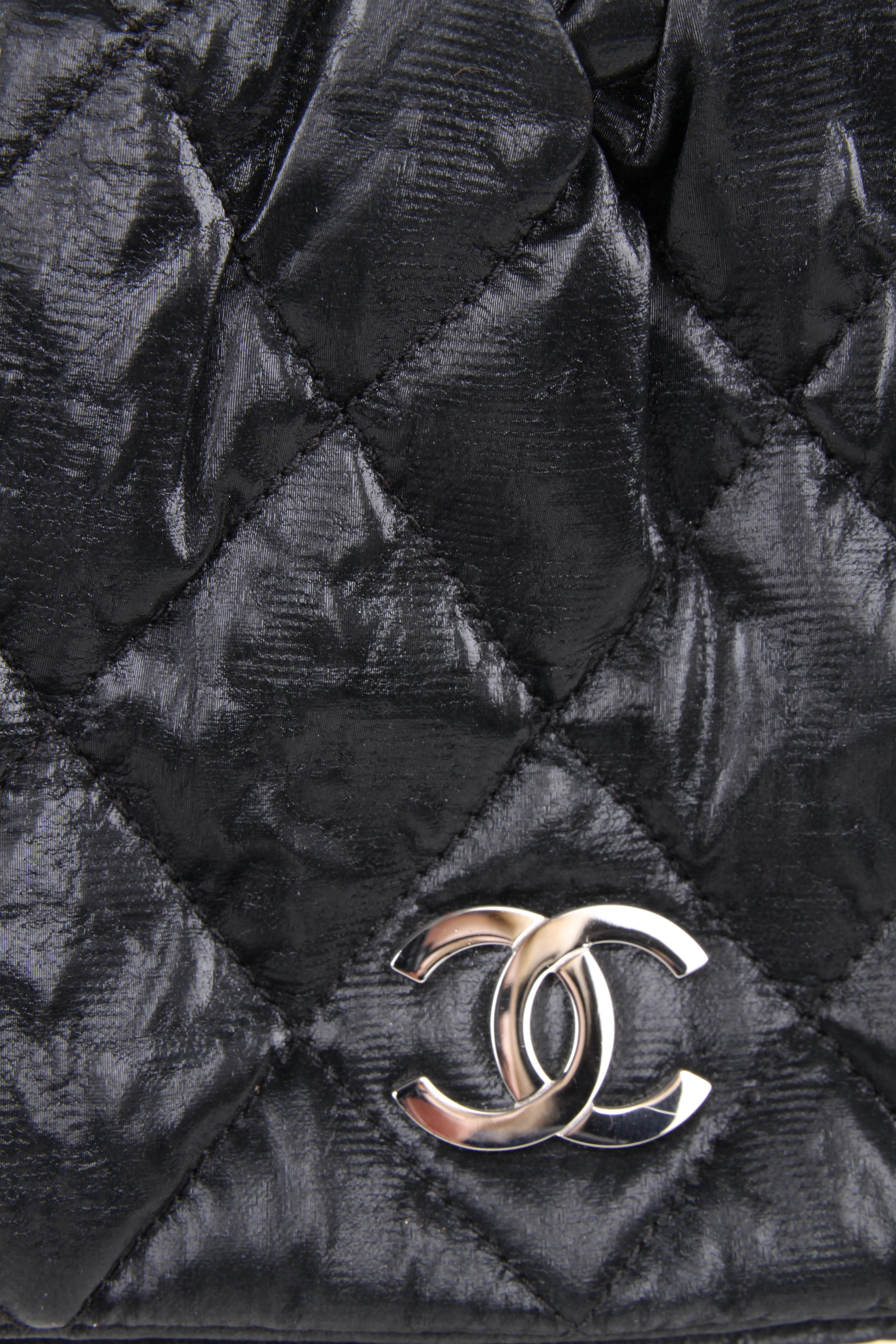 Chanel Flap Bag Crinkle Coated Canvas In Excellent Condition In Baarn, NL