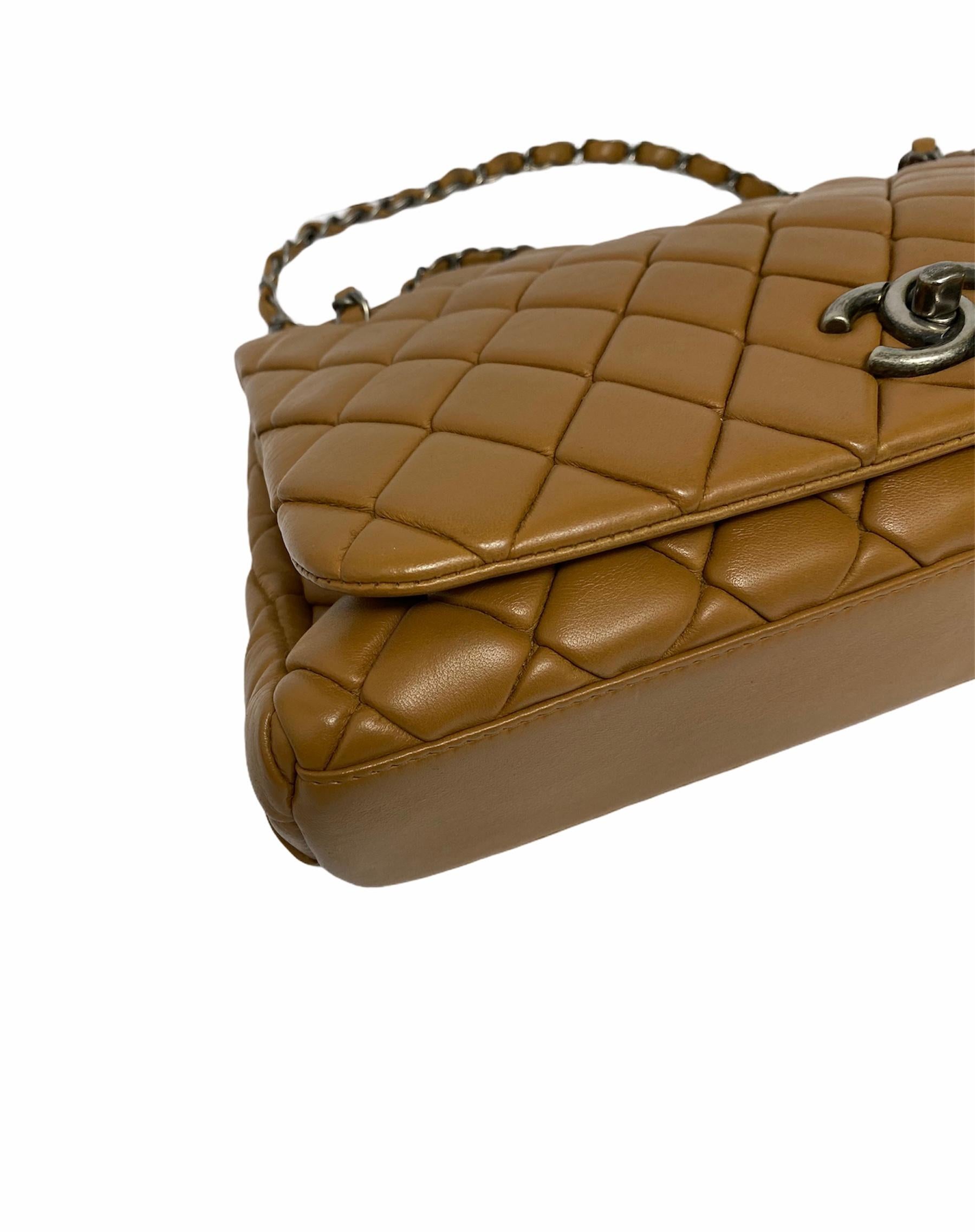 Chanel Flap Bag in Brown Leather with Silver Hardware 2