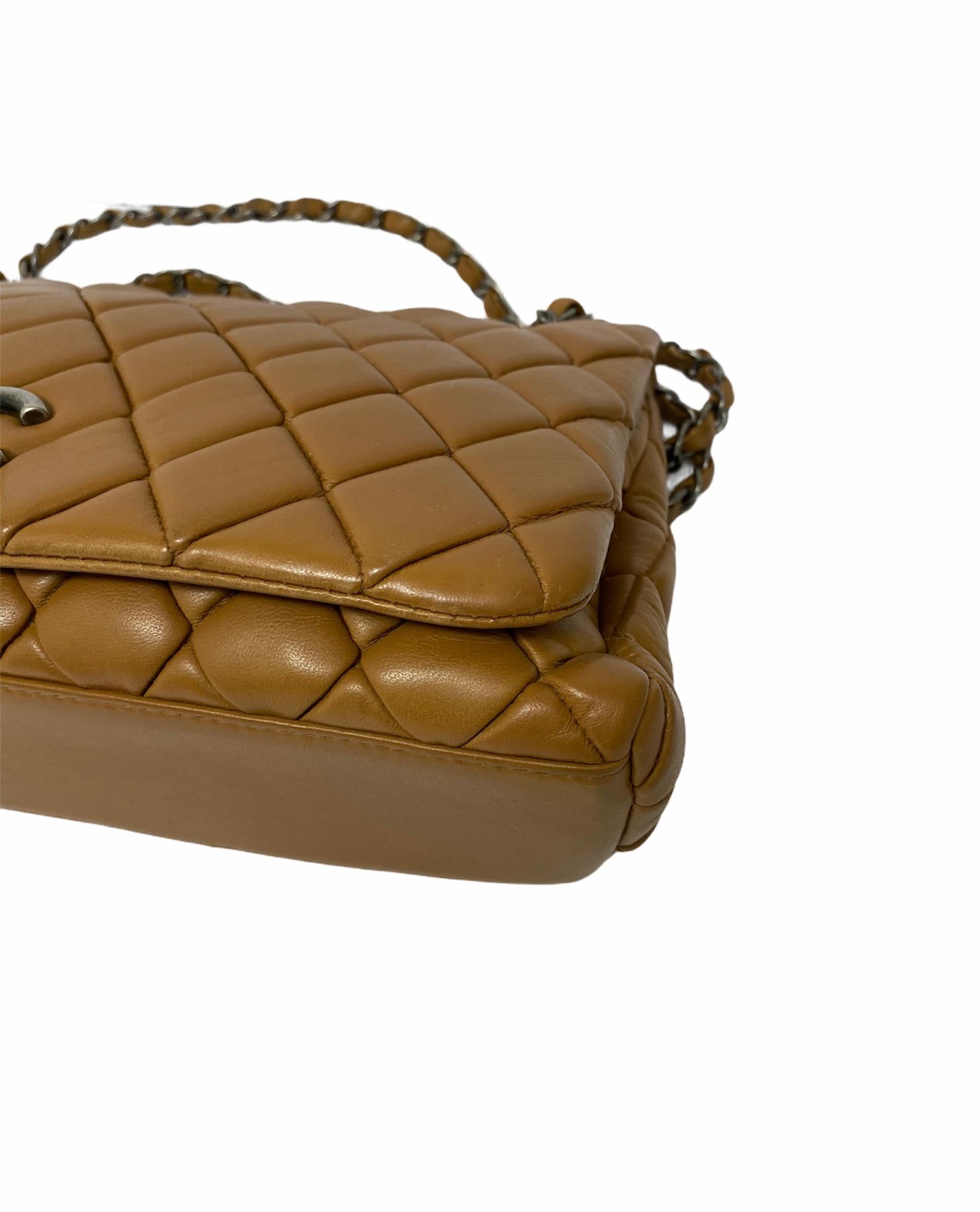 Chanel Flap Bag in Brown Leather with Silver Hardware 3