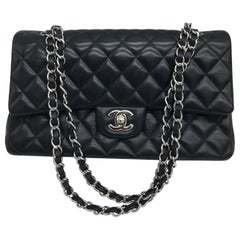 Chanel Flap Bag medium in Black with silver Chanel Flap Bag medium in Black with silver