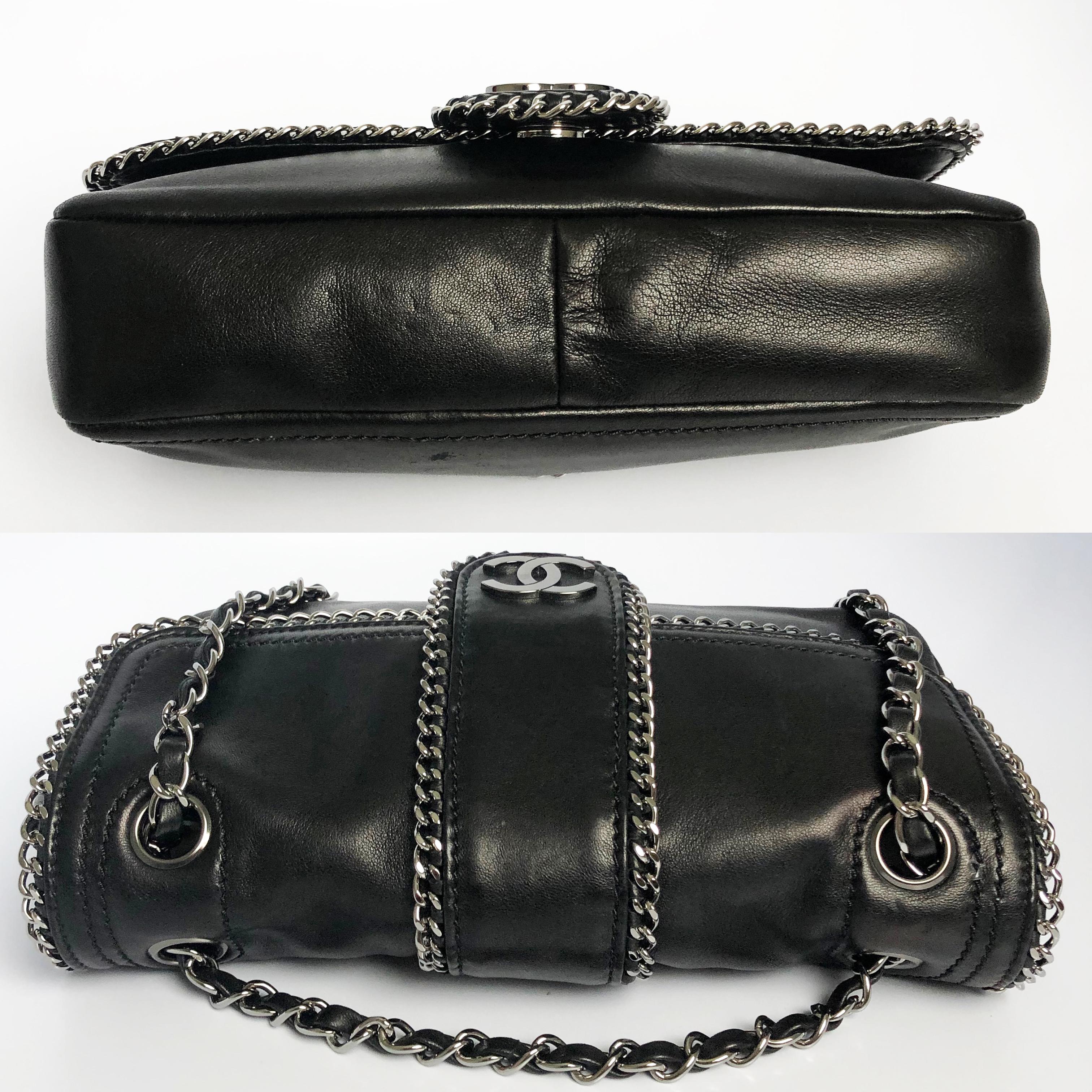 Chanel Flap Bag Medium Madison Chain Me Schwarzes Lammfell Umhängetasche 3