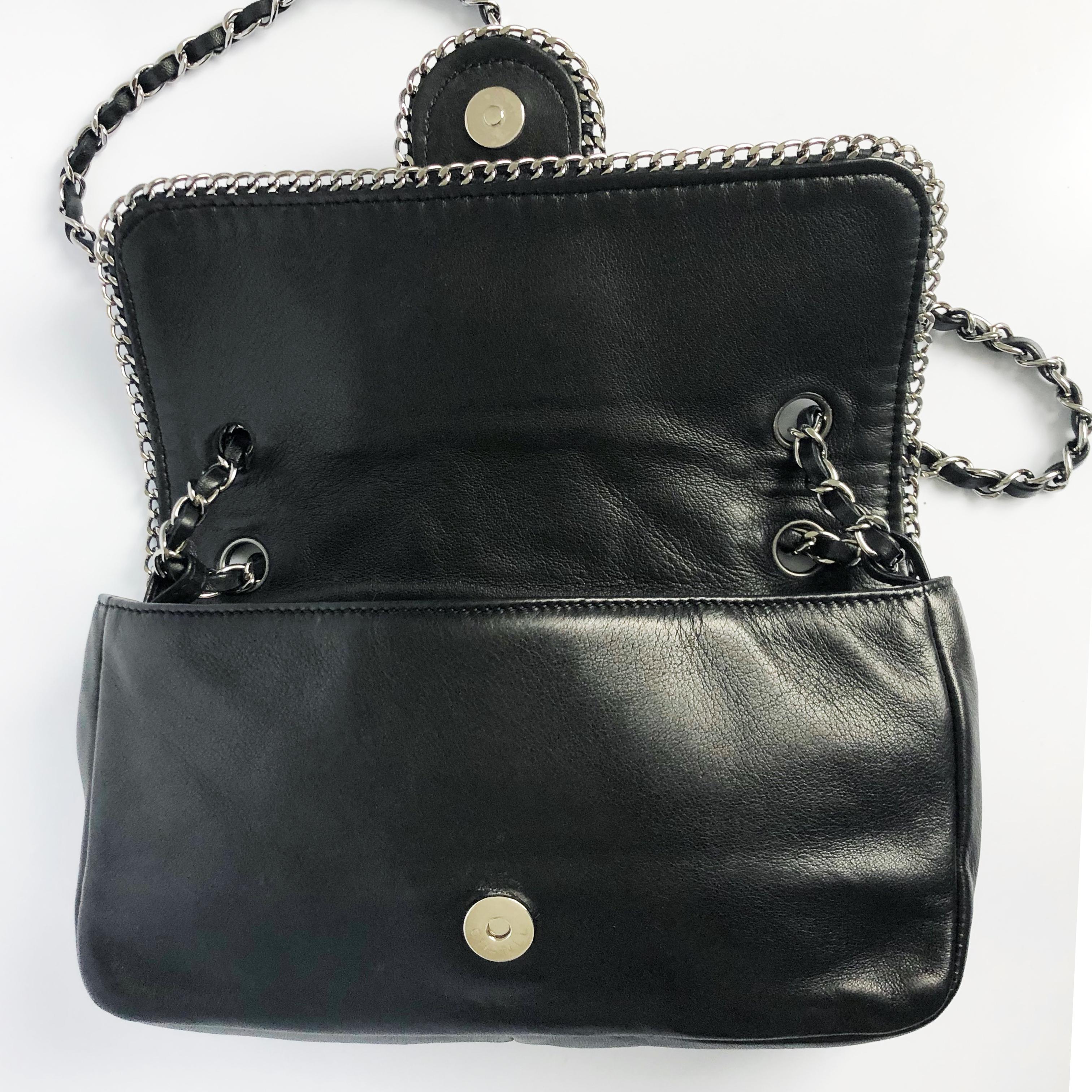 Chanel Flap Bag Medium Madison Chain Me Schwarzes Lammfell Umhängetasche 4