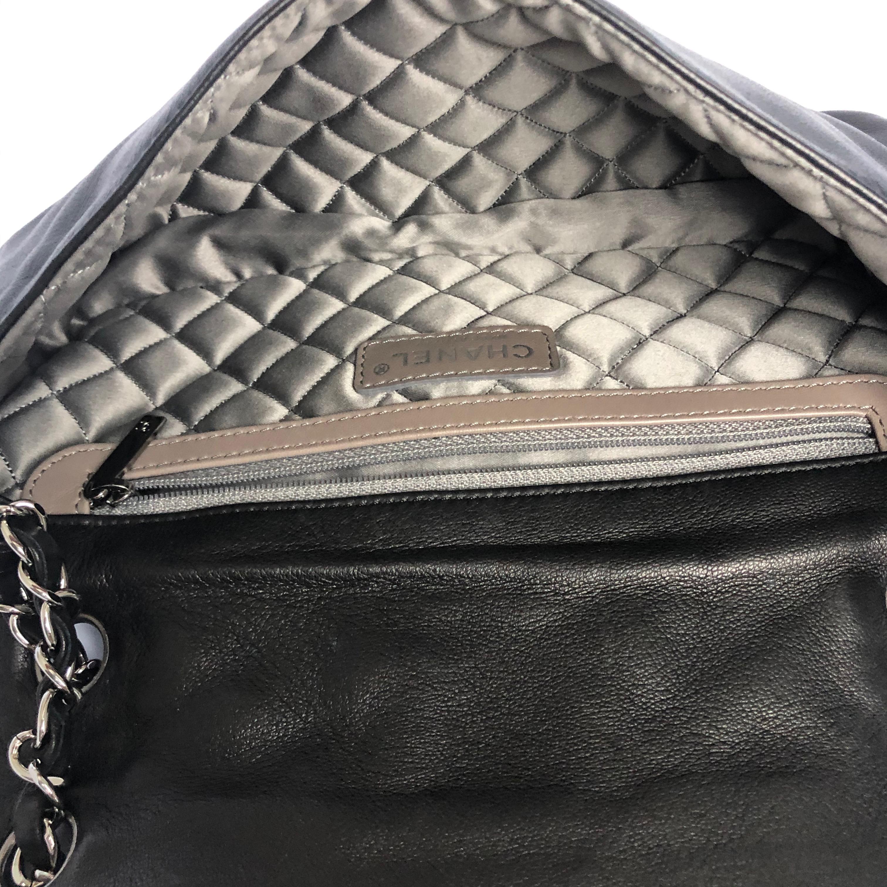 Chanel Flap Bag Medium Madison Chain Me Schwarzes Lammfell Umhängetasche 5