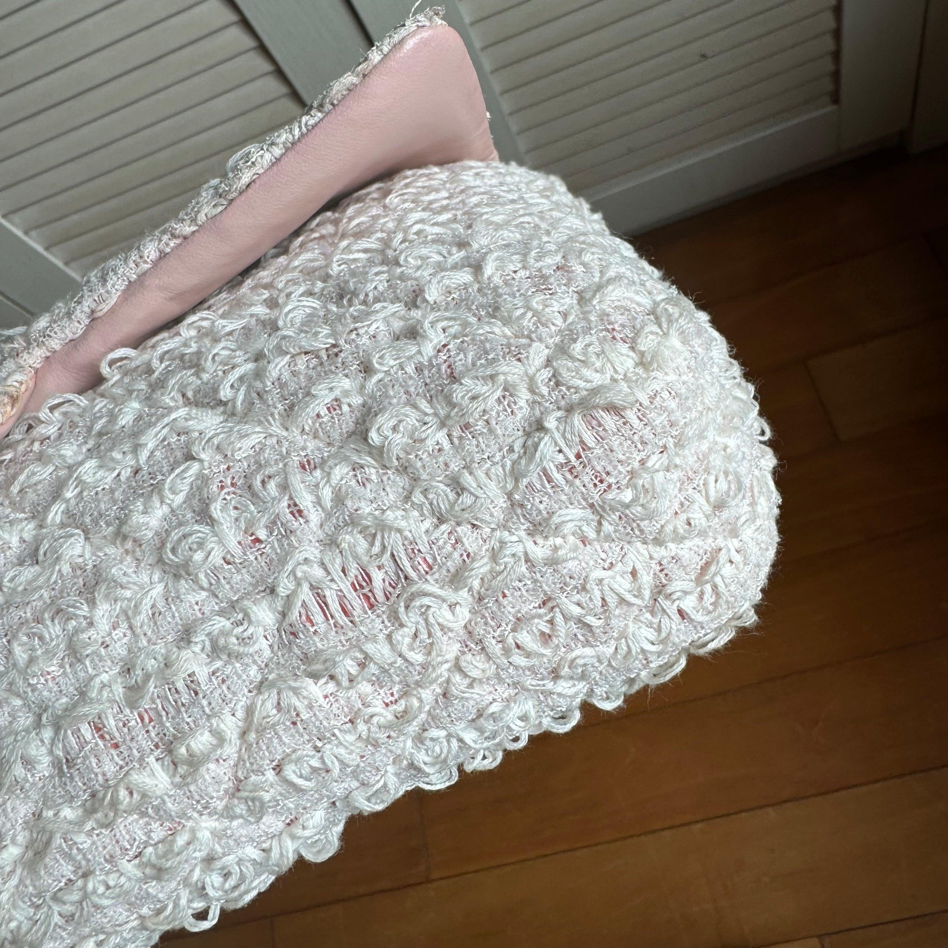 Sac à rabat Chanel en tweed rose moyen 2009-2010 en vente 6