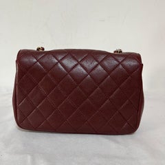 Chanel Flap Bag Mini Burgundy Lambskin Leather Gold & Silver Hardware 2019