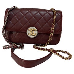 Chanel Flap Bag Mini Burgundy Lambskin Leather Gold & Silver Hardware 2019