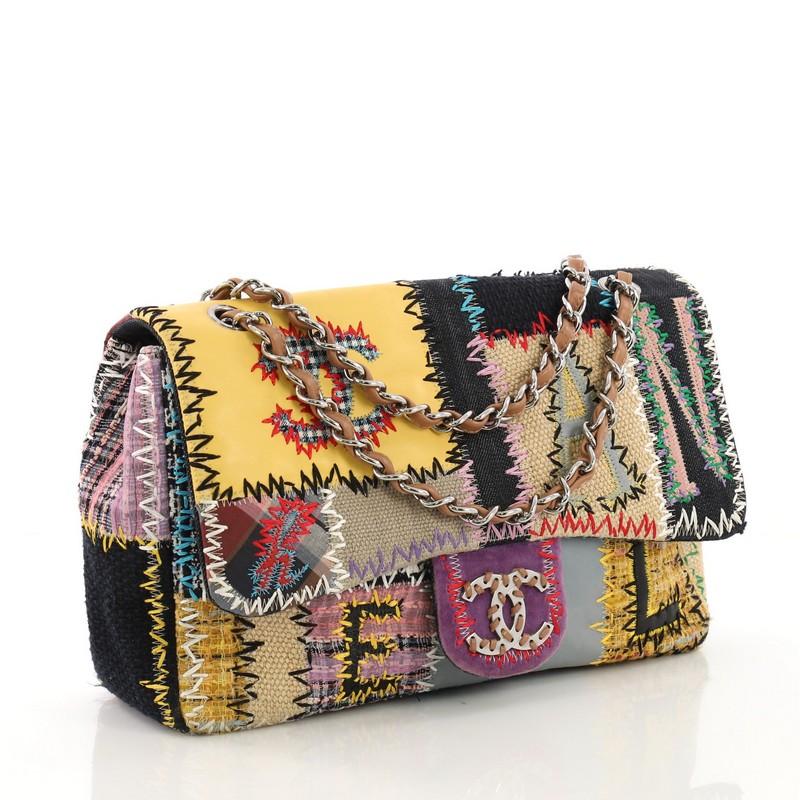 Brown Chanel Flap Bag Multicolor Patchwork Jumbo