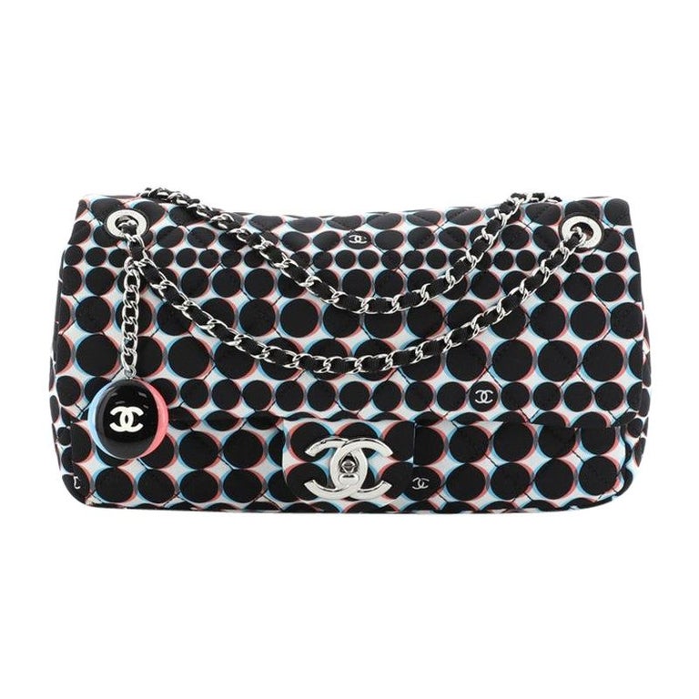 Chanel Flap Bag Quilted Polka Dot Nylon Medium