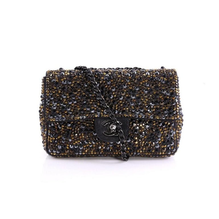 Chanel Flap Bag Strass Embellished Suede Small at 1stDibs