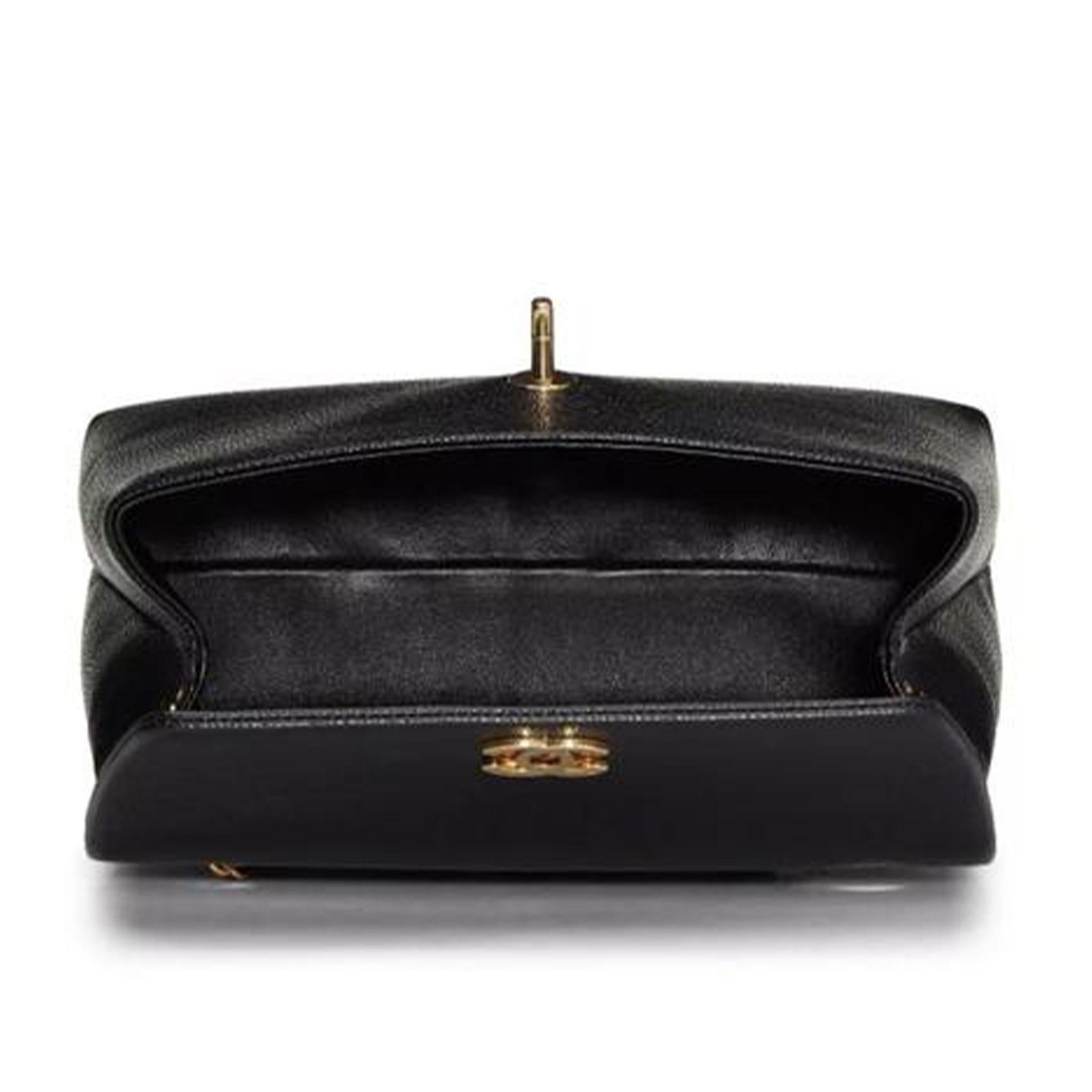 Chanel Flap Box Vintage 1997 Classic Single Rare Black Caviar Leather Bag For Sale 2