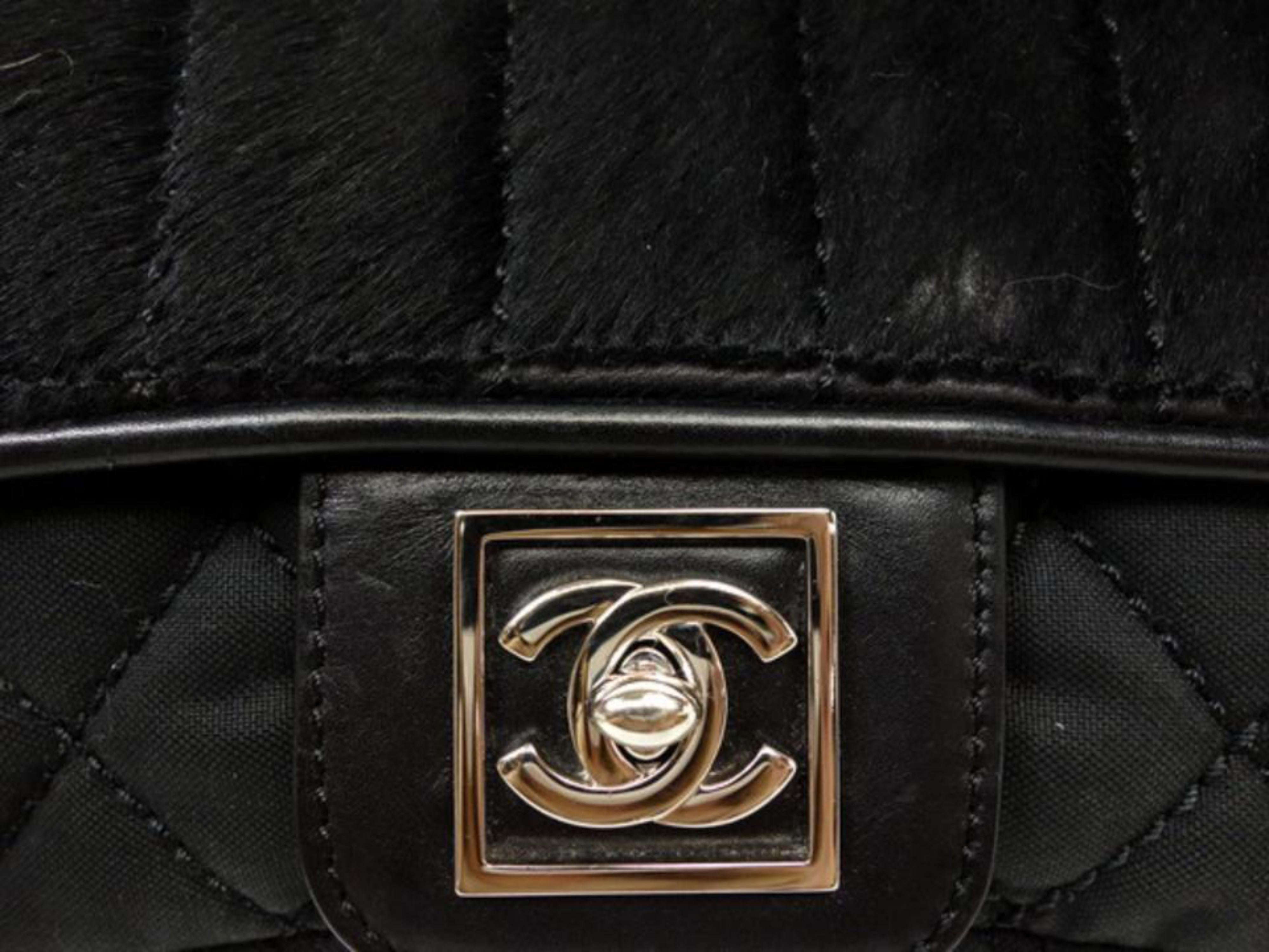 Women's Chanel Flap Chain 227768 Black Pony Hair Shoulder Bag For Sale