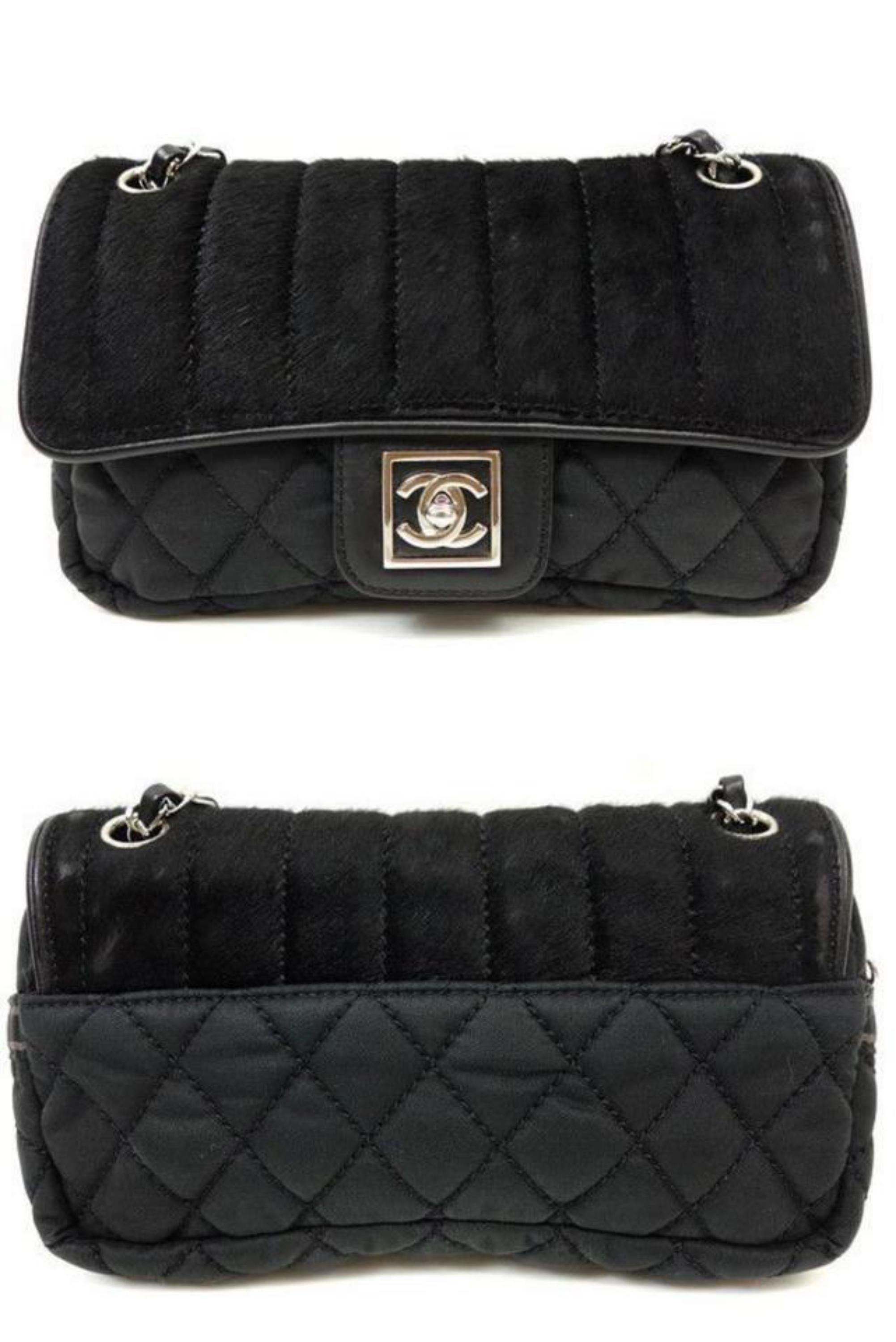 Chanel Flap Chain 227768 Black Pony Hair Shoulder Bag For Sale 3