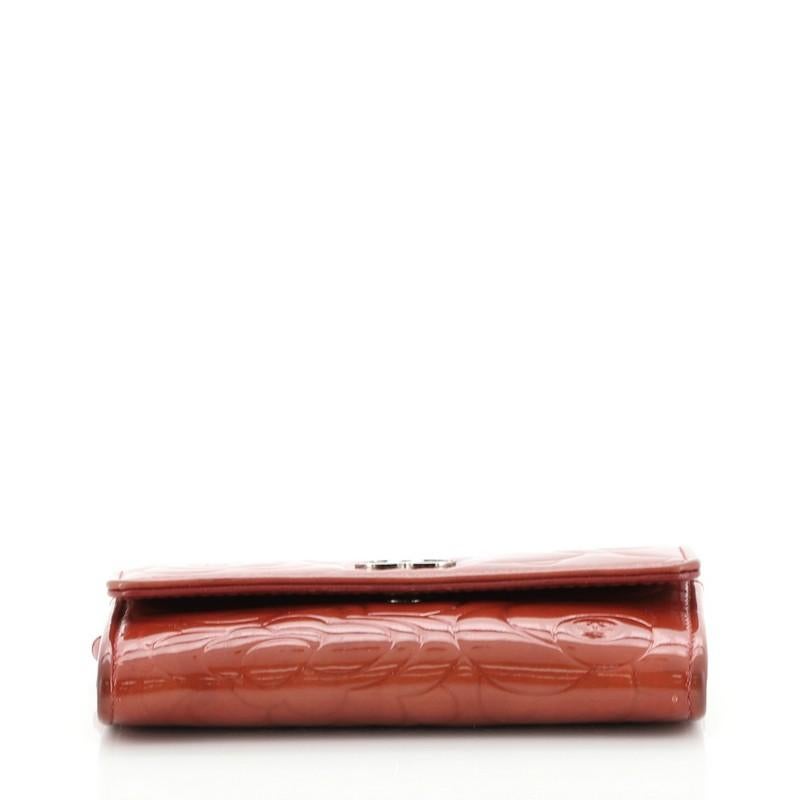 Red Chanel Flap Coin Purse Camellia Patent