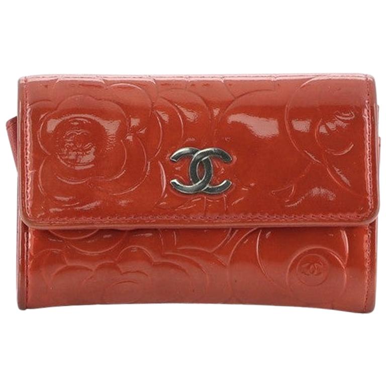Chanel Flap Coin Purse Camellia Patent