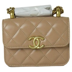 Chanel Flap Coin Purse With Chain Calfskin & Gold-Tone Metal Beige
