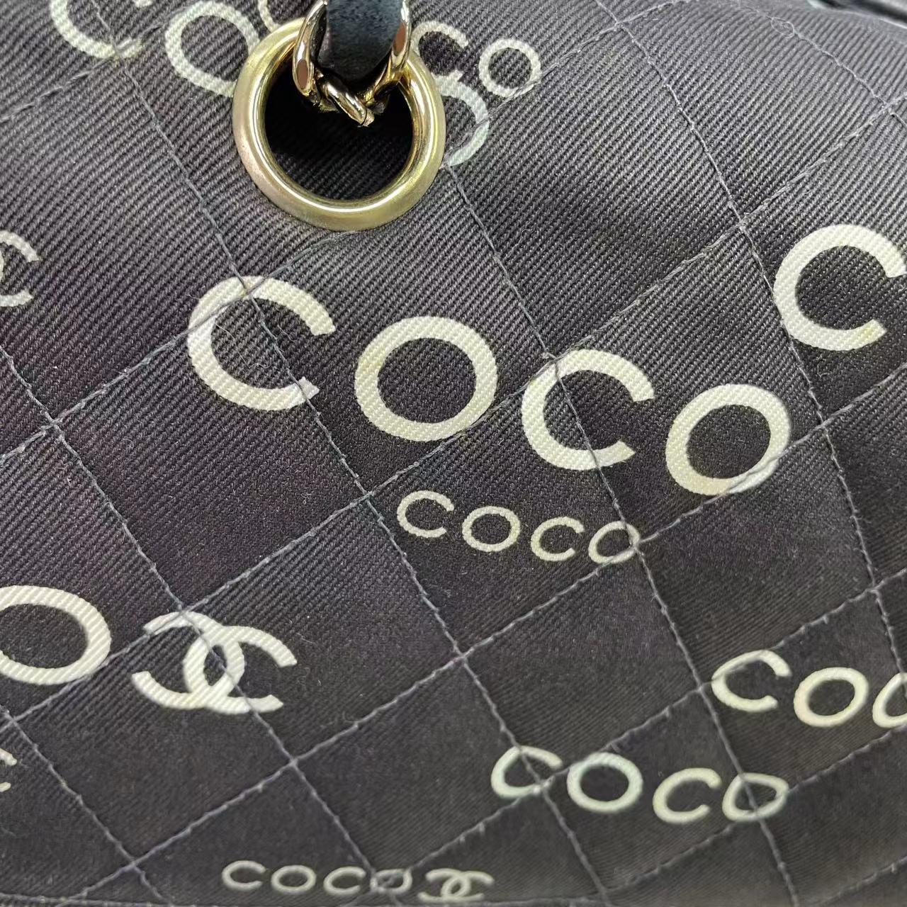 Chanel Flap Diamond Stitch 2002 Denim with Coco Logo Prints 24k Gold Hardware For Sale 15