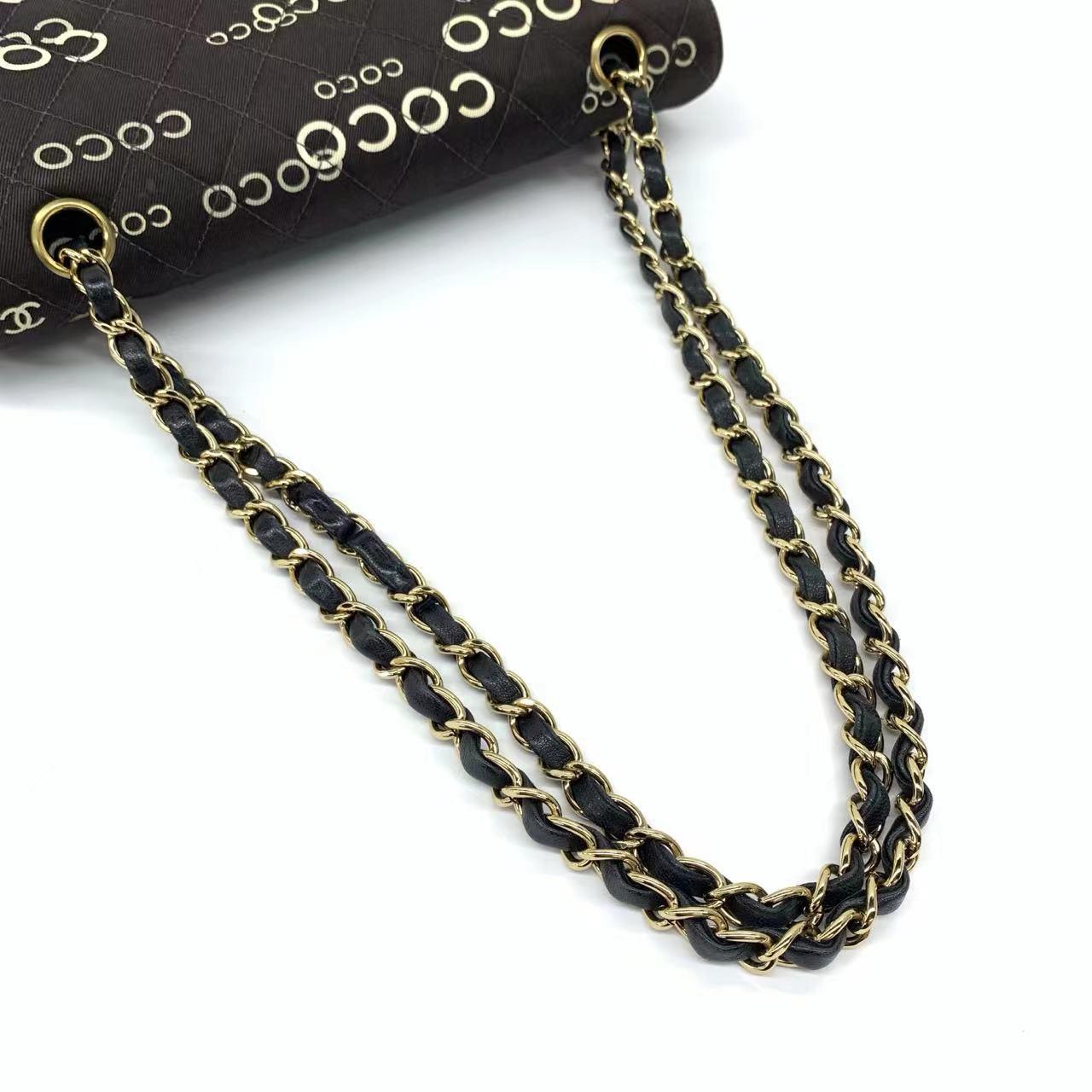 Women's Chanel Flap Diamond Stitch 2002 Denim with Coco Logo Prints 24k Gold Hardware For Sale