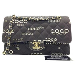 Chanel Flap Diamond Stitch 2002 Denim with Coco Logo Prints 24k Gold Hardware